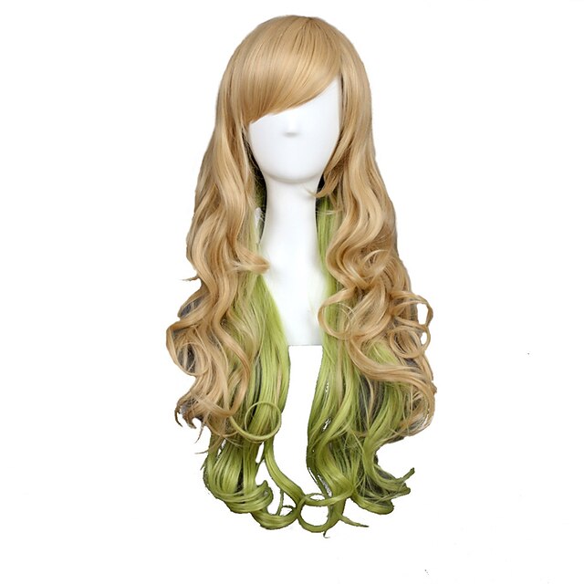  Cheveux Synthétiques Perruques Ondulé Sans bonnet Perruque de carnaval Perruque Halloween Long Blond