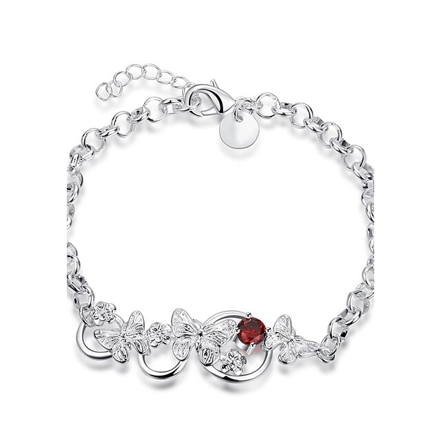  Bracelet Chaînes & Bracelets Zircon / Plaqué argent Mariage / Soirée / Quotidien / Décontracté Bijoux Cadeau Argent / Rouge,1pc