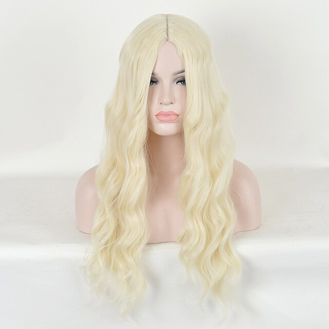  Synthetische Haare Perücken Wellen Kappenlos Lang Blond