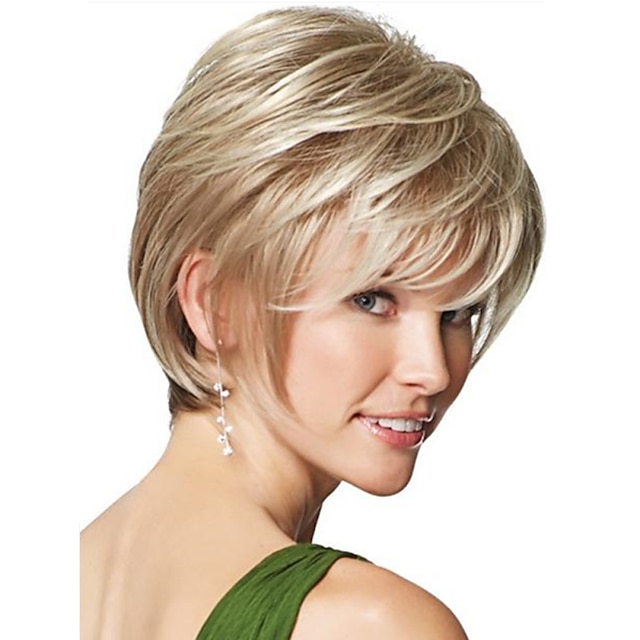  Synthetic Wig Straight Straight Wig Short Blonde Synthetic Hair Women's Blonde StrongBeauty