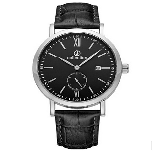  MEGIR Homme Montre Habillée Quartz LED Calendrier Montre Décontractée Chronomètre Cuir Bande Noir