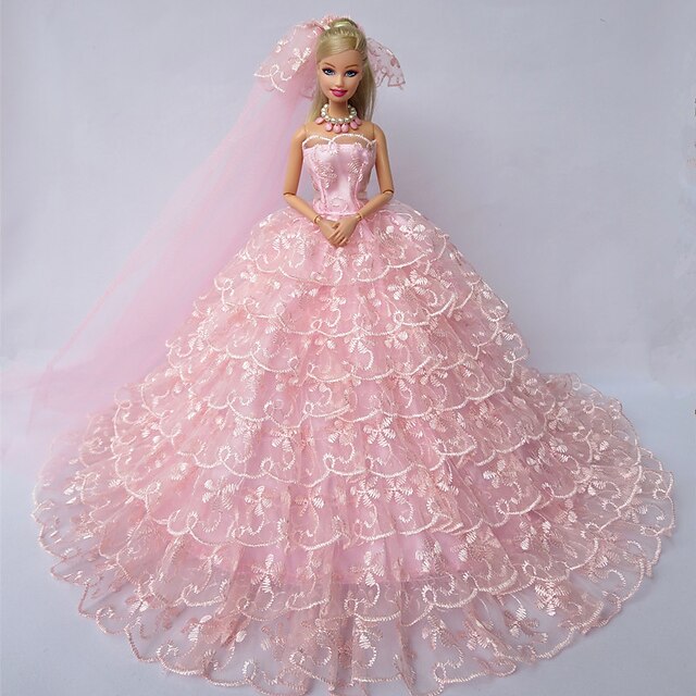  ドールドレス 結婚式 ために Barbie サテン／チュール レース サテン ドレス ために 女の子の 人形玩具