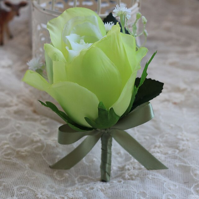  Λουλούδια Γάμου Ελεύθερης Μορφής Τριαντάφυλλα Μπουτονιέρες Γάμος Πάρτι/ Βράδυ Πολυεστέρας Σατέν