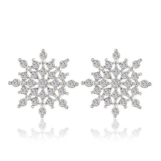  Hollow Snowflake High-grade Silver Gull Diamond Earrings
