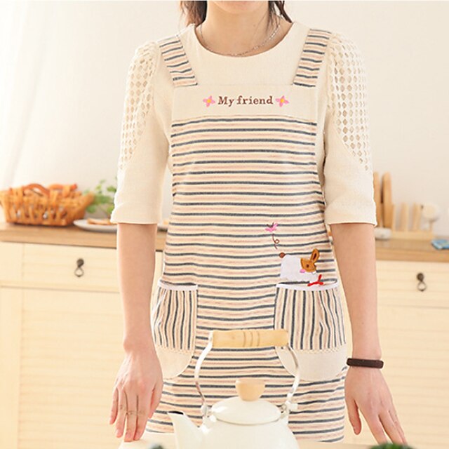  100% Cotton Aprons Kitchen Cooking  with Striped Style 2 Colors (Red  Blue)