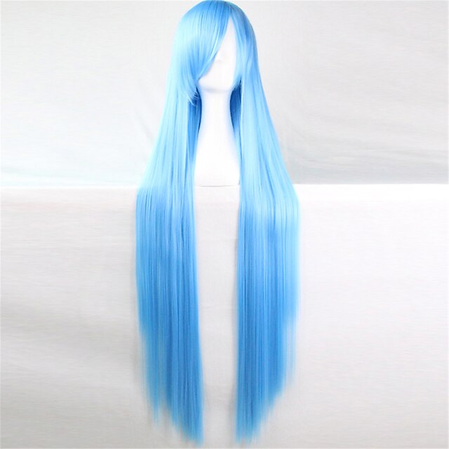 Synthetische Perücken Glatt Kinky Glatt Kinky Glatt Gerade Perücke Blau Synthetische Haare Damen Blau