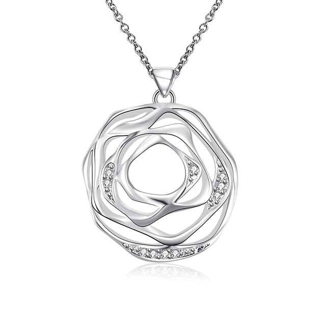  Femme Collier court /Ras-du-cou Pendentif de collier Colliers Déclaration Argent sterling Creux Européen Blanc Bijoux PourMariage Soirée