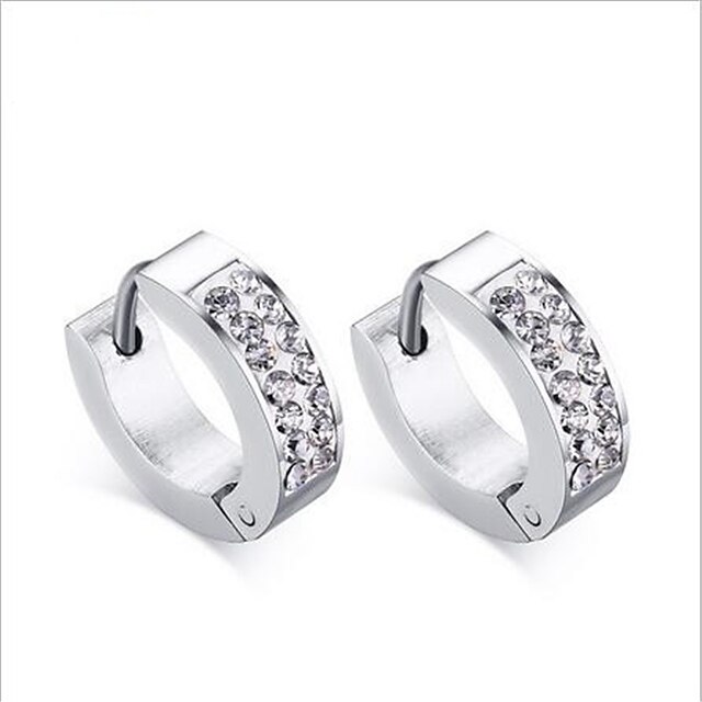  Women's Hoop Earrings Fashion European Stainless Steel Imitation Diamond Circle Star Jewelry For Party Daily Casual