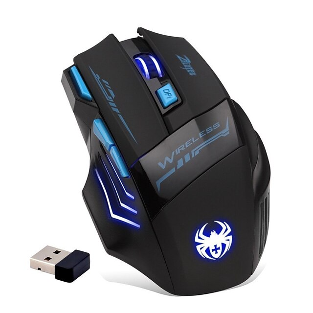  ZELOTES F14 Wireless 2.4G Optical Gaming Mouse Led Light 2400 dpi 4 Adjustable DPI Levels 7 pcs Keys