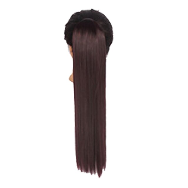  factory wholeslaes synthetic 22 inch long straight ribbon ponytail hairpiece medium brown color hair