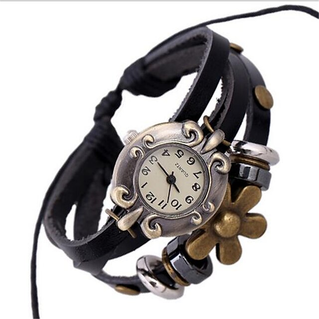  Damen Uhr Modeuhr Armband-Uhr Digital Leder Schwarz Analog Böhmische Schwarz