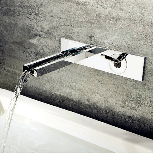  Håndvasken vandhane - Vandfald Krom Vægmonteret Enkelt håndtere to HullerBath Taps