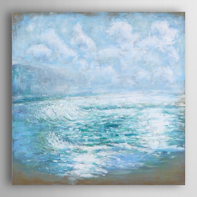  onda azul oceano óleo pintados à mão pintura de paisagem com moldura esticada arts® 7 parede