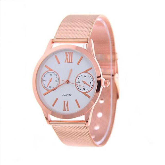  Homme Femme Couple Montre Tendance Quartz Plaqué Or Rose Argent / Or Rose Montre Décontractée Analogique Dorée Rose Argent