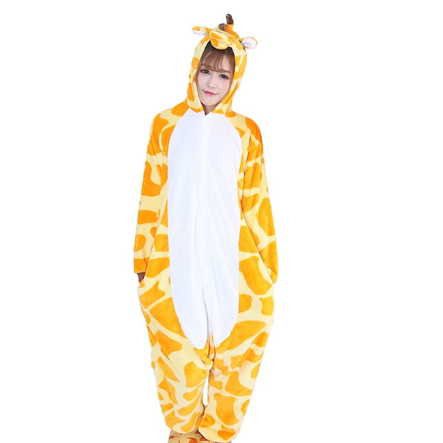  Dospělé Pyžamo Kigurumi Žirafa Zvířecí Slátanina Overalová pyžama Pyžama Legrační kostým Korálové rouno Kostýmová hra Pro Dámy a pánové Vánoce Oblečení na spaní pro zvířata Karikatura