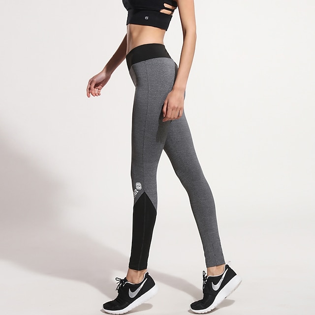  Femme Pantalon de Survêtement Utilisation Collants Yoga Fitness Exercice Physique Faire des exercices Exercice Respirable Séchage rapide Compression Sport Gris Lettre et chiffre / Elastique