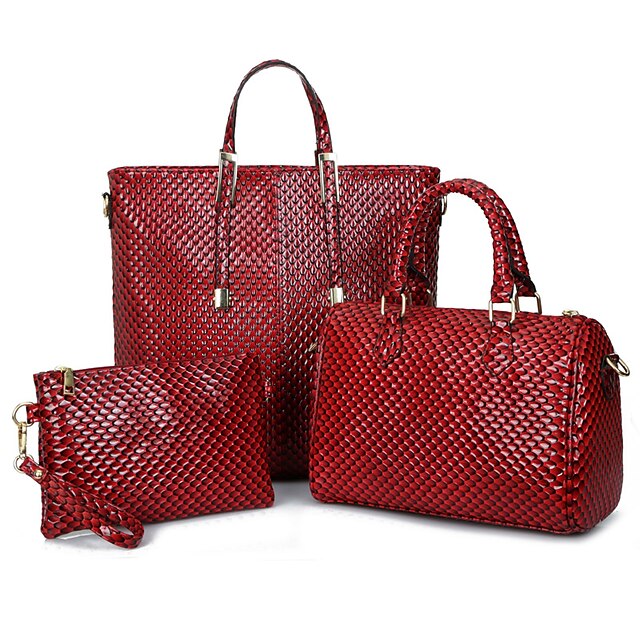  Women's Bags PU(Polyurethane) Bag Set 3 Pcs Purse Set Zipper for Daily Black / Blue / Red / Yellow / Gold
