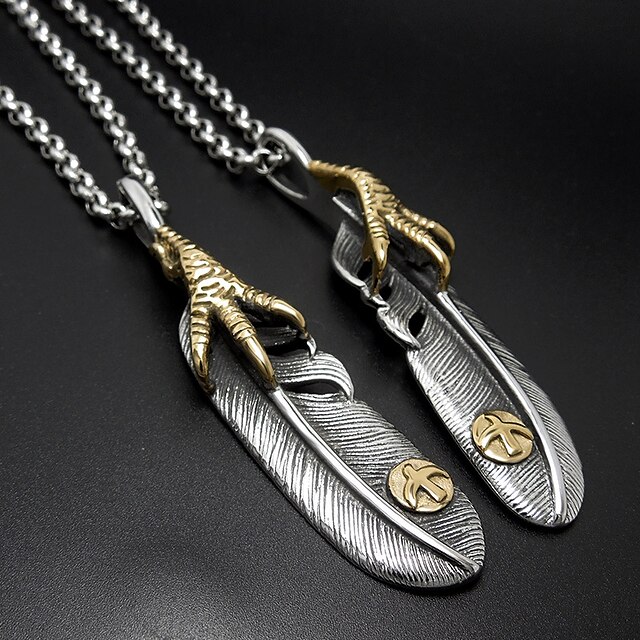  Men's Women's Pendant Necklace Pendant Titanium Steel Feather Fashion Silver Necklace Jewelry For Daily