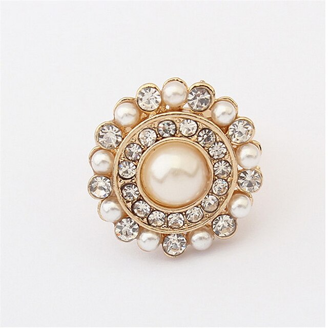  European And American Retro Style Palace Pearl Flower Ring