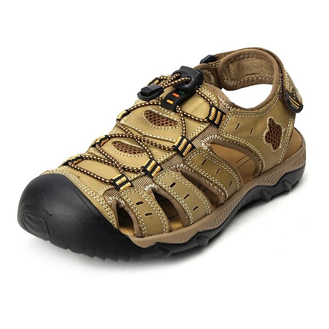  Men's Shoes Outdoor / Athletic / Dress / Casual Nappa Leather Sandals Big Size Brown / Khaki
