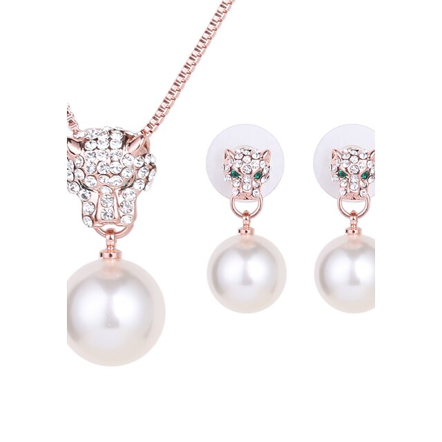  Women's Jewelry Set - Imitation Pearl, Rhinestone, Rose Gold Plated Include Necklace / Earrings Golden For Wedding / Party / Daily