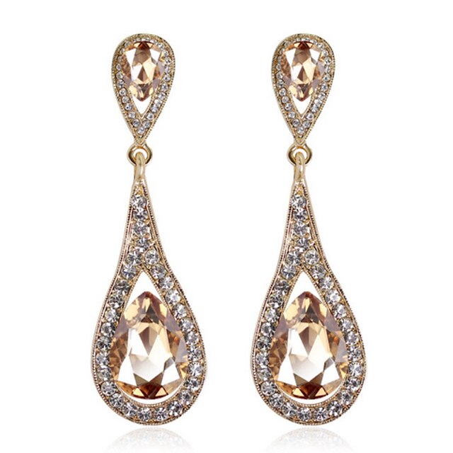 Women's Burgundy Diamond Sapphire Cubic Zirconia Earrings Pear Cut Solitaire Ladies Fashion Zircon Cubic Zirconia Earrings Jewelry Golden / White / Red For Wedding Party Masquerade Engagement Party