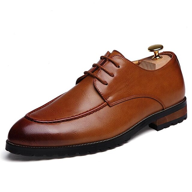  Hombre Zapatos De Vestir Sintético Primavera / Otoño Oxfords Marrón / Negro / Talón de bloque / Con Cordón / Zapatos Confort