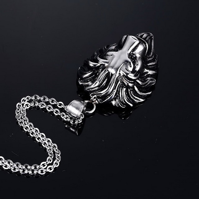 Shoes & Bags Fashion Accessories | Pendant Necklace Pendant For Mens Party Casual Daily Titanium Steel Lion Animal Silver - TL64