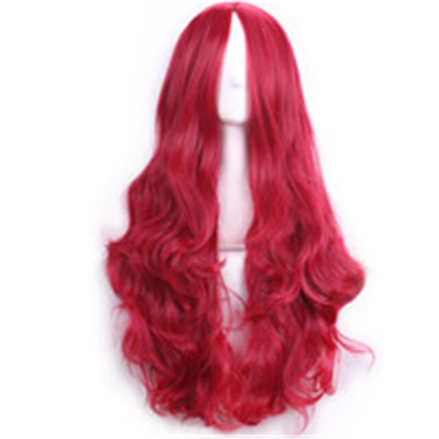  70 cm harajuku anime cosplay wigs for women ladies long full curly sexy synthetic hair red wig Halloween