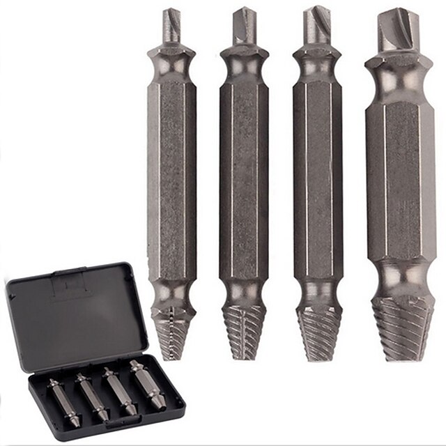  4pcs Screw Extractor Drill Set Broken Rusted Stripped Damaged Screw Speed