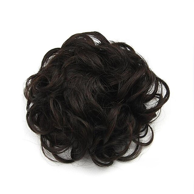  excêntricas Enrolado Castanho Hepburn chignons perucas de cabelo humano sem capa 2/33