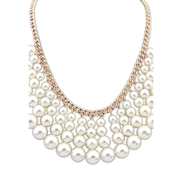  Damen Niedlich Freizeit Modisch Europäisch Mehrlagig Anhängerketten Kragen Perlenkette Perle Künstliche Perle Rosa Perle Aleación