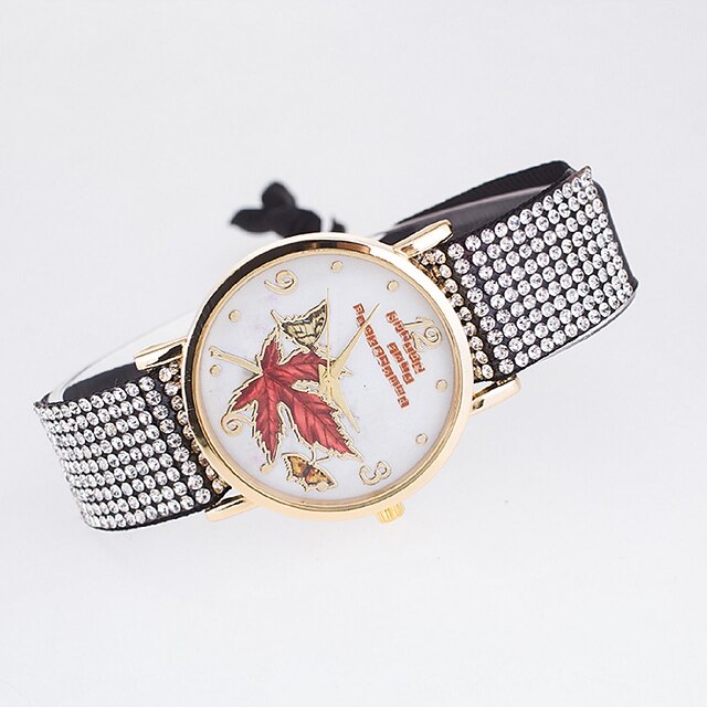  Femme Montre Quartz Cuir PU à Carreaux Bayadère Montre Décontractée Analogique Fleur Simple Papillon Mode - Blanche Noir Rouge