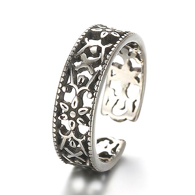  Unisex Obrączka Regulowany pierścień pierścień kciuka Srebrny Srebro standardowe Srebrny Vintage List Codzienny Casual Biżuteria