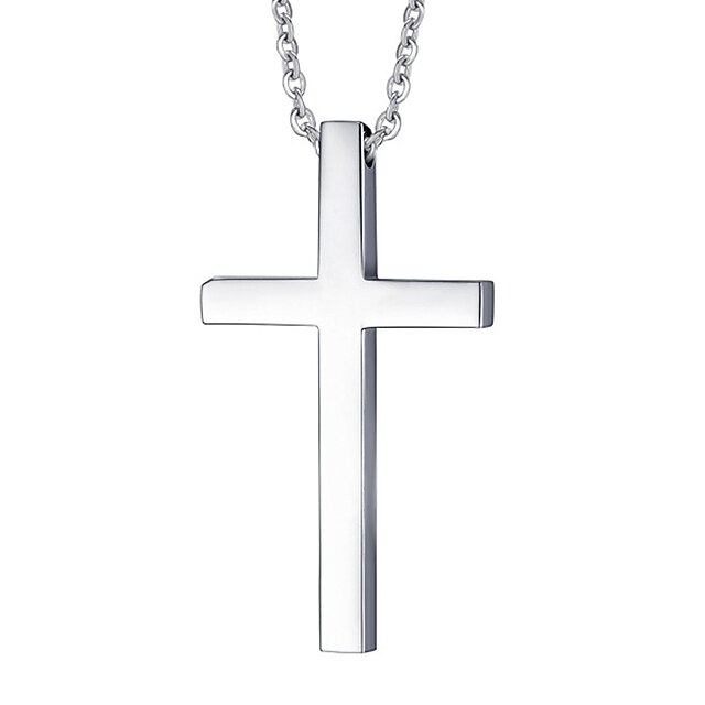  Pendant Necklace Pendant Titanium Steel Cross Cross Simple Style Silver Necklace Jewelry For Daily Casual