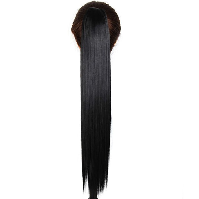  claw clip drawstring synthetic 24 inch long straight ponytail