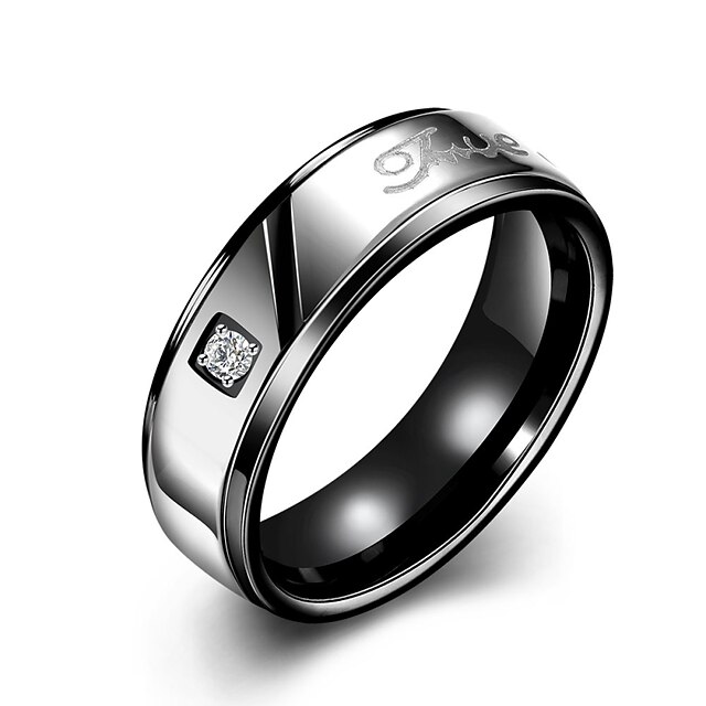  New  Individual English Alphabets Rose Gold Plated Titanium Steel Couple Rings(Black,Rose Gold)(1Pc) Christmas Gifts