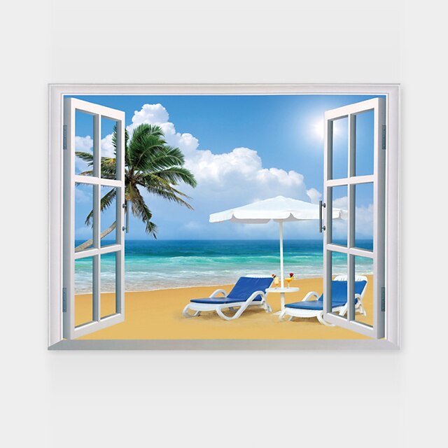  Stickers muraux Autocollants muraux décoratifs - Autocollants muraux 3D Paysage Romance Mode Forme Vacances Bande dessinée Fantaisie