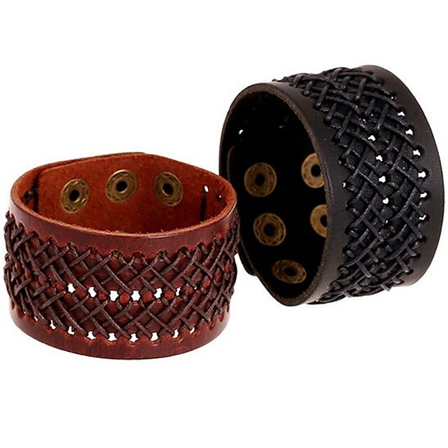  Bracelets en cuir Homme Femme Cuir Bracelet Bijoux Noir Marron pour Mariage Soirée Quotidien Décontracté Sports