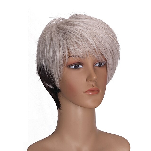 Synthetische Perücken Glatt Gerade Perücke Kurz Weiß Synthetische Haare Damen Weiß