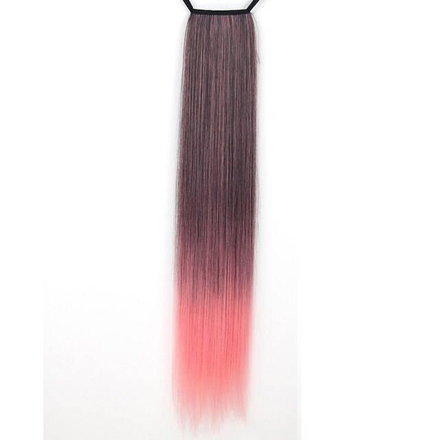  excellent quality synthetic 24 inch long straight gradient ribbon ponytail hairpiece 8 colors available