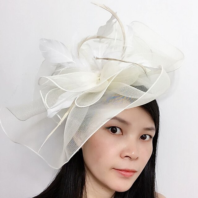  Tulle Feather Net fascinators headpiece klassisk feminin stil