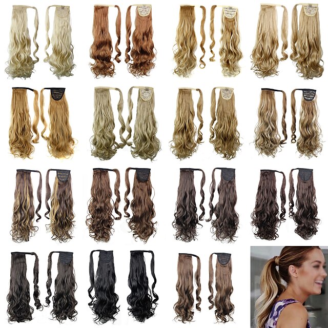  20inch long curly ponytail clip in synthetic fake hair ponytail for women
