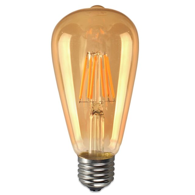  KWB LED Globe Bulbs 600 lm E26 / E27 ST64 6 LED Beads COB Dimmable Decorative Warm White 110-130 V / 1 pc / RoHS