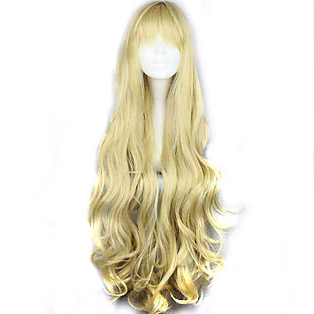  Synthetic Wig Curly / Body Wave Style Asymmetrical Capless Wig Golden Blonde Synthetic Hair Women's Natural Hairline Golden Wig Long Cosplay Wig