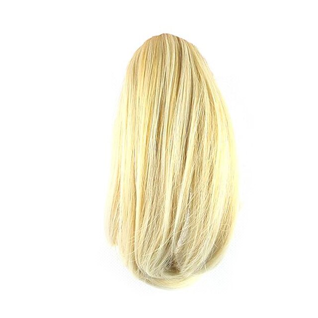  length white gold wig 26cm synthetic straight high temperature wire gripper small ponytail color 1003