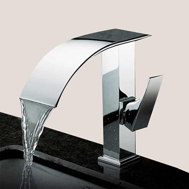  robinet de chiuvetă baie - cascada centrală cromă cu un singur mâner, robinete pentru goluri