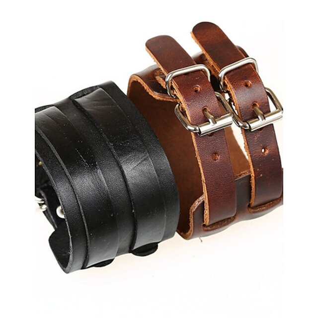  Hombre Pulseras del abrigo Pulseras de la vendimia Diseño Único Moda Piel Pulsera pulsera Negro / Marrón Para Regalos de Navidad Deportes