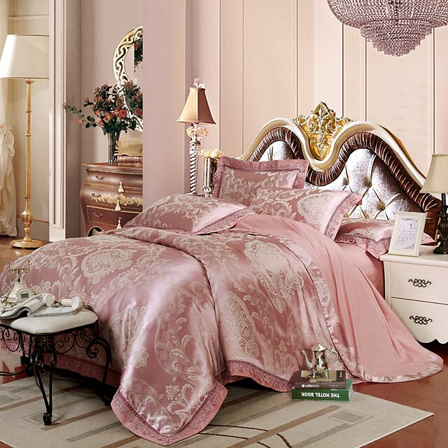  Ensembles housse de couette Fleur 4 Pièces Modal Tencel Matelassé Modal Tencel1 x Housse de couette 2 x Taies d'oreiller brodées 1 x Drap