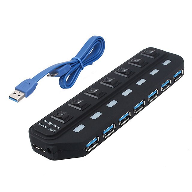  USB 3.0 7 portar / gränssnitt USB-hubb med separat brytare 15,8 * 45 * 2